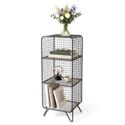 L Modern Freestanding Wire Cube Bookcase Iron Storage Shelf - thumbnail 4