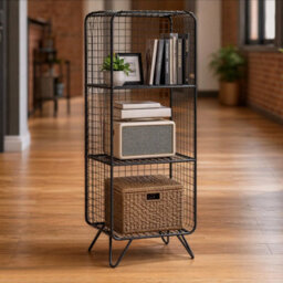 L Modern Freestanding Wire Cube Bookcase Iron Storage Shelf - thumbnail 5