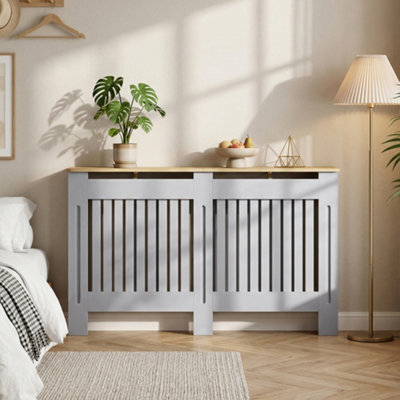 Homcom Radiator Cover Painted Slatted Mdf Cabinet Lined Grill 152X19X81Cm - image 1