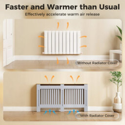 Homcom Radiator Cover Painted Slatted Mdf Cabinet Lined Grill 152X19X81Cm - thumbnail 4