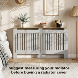 Homcom Radiator Cover Painted Slatted Mdf Cabinet Lined Grill 152X19X81Cm - thumbnail 7