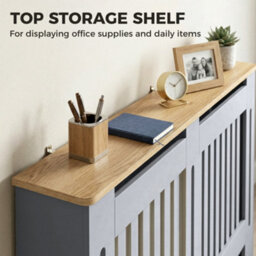 Homcom Radiator Cover Painted Slatted Mdf Cabinet Lined Grill 152X19X81Cm - thumbnail 5