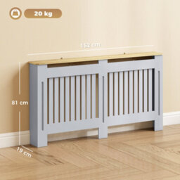 Homcom Radiator Cover Painted Slatted Mdf Cabinet Lined Grill 152X19X81Cm - thumbnail 3