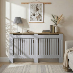 Homcom Radiator Cover Painted Slatted Mdf Cabinet Lined Grill 152X19X81Cm - thumbnail 8