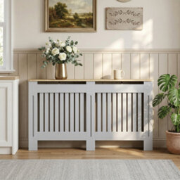 Homcom Radiator Cover Painted Slatted Mdf Cabinet Lined Grill 152X19X81Cm - thumbnail 9