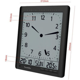Youshiko Radio Control Large Lcd  Digital Analog  Style Wall Clock ( Black ) - thumbnail 3