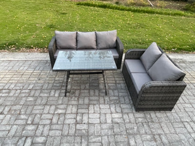 Fimous High Back Pe Rattan Sofa Set Outdoor Garden Furniture Dining Table Set Love Sofa 3 Seater Sofa - image 1