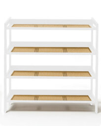 Keplin 4 Tier Bamboo And Rattan Shoe Rack Organiser, Compact Design For Hallway, Stylish And Functional Storage- White And Natural - thumbnail 2