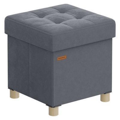 LEDREM Small Storage Ottoman, 38 X 38 X 40 Cm, Folding Storage Cube With Lid, Footstool, Footrest, 37 L, Velvet Surface, For Bedroom - image 1