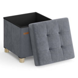 LEDREM Small Storage Ottoman, 38 X 38 X 40 Cm, Folding Storage Cube With Lid, Footstool, Footrest, 37 L, Velvet Surface, For Bedroom - thumbnail 2