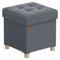 LEDREM Small Storage Ottoman, 38 X 38 X 40 Cm, Folding Storage Cube With Lid, Footstool, Footrest, 37 L, Velvet Surface, For Bedroom - thumbnail 1