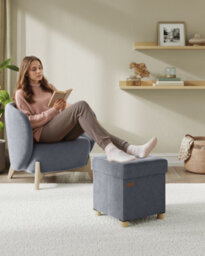 LEDREM Small Storage Ottoman, 38 X 38 X 40 Cm, Folding Storage Cube With Lid, Footstool, Footrest, 37 L, Velvet Surface, For Bedroom - thumbnail 5