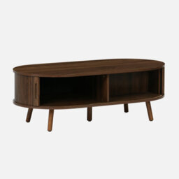 Sweeek - Coffee Table With Sliding Doors And Grooved Wooden-Effect Compartments Legacy Walnut 110X59X39 Cm