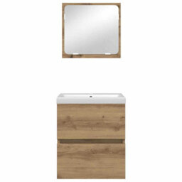 Berkfield Modern Bathroom Furniture Set 3 Pcs Black Oak And White Standard - thumbnail 7