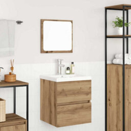 Berkfield Modern Bathroom Furniture Set 3 Pcs Black Oak And White Standard - thumbnail 4