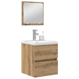 Berkfield Modern Bathroom Furniture Set 3 Pcs Black Oak And White Standard - thumbnail 3