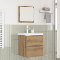 Berkfield Modern Bathroom Furniture Set 3 Pcs Black Oak And White Standard - thumbnail 2