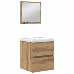 Berkfield Modern Bathroom Furniture Set 3 Pcs Black Oak And White Standard - thumbnail 1