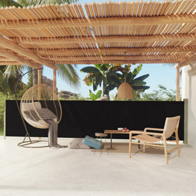 Berkfield Patio Retractable Side Awning 117X600 Cm Black - image 1