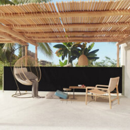 Berkfield Patio Retractable Side Awning 117X600 Cm Black - thumbnail 1