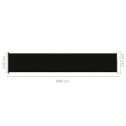 Berkfield Patio Retractable Side Awning 117X600 Cm Black - thumbnail 8