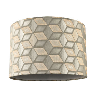 Happy Homewares Contemporary Jacquard Drum Lamp Shade With Gold And Silver Diamonds - image 1