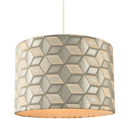 Happy Homewares Contemporary Jacquard Drum Lamp Shade With Gold And Silver Diamonds - thumbnail 2
