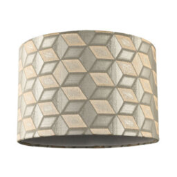 Happy Homewares Contemporary Jacquard Drum Lamp Shade With Gold And Silver Diamonds - thumbnail 1