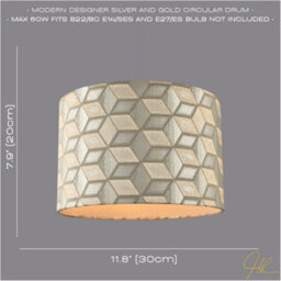 Happy Homewares Contemporary Jacquard Drum Lamp Shade With Gold And Silver Diamonds - thumbnail 6