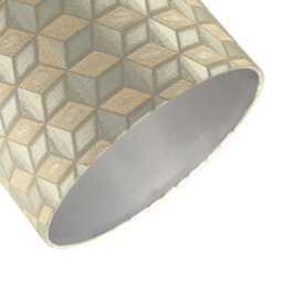 Happy Homewares Contemporary Jacquard Drum Lamp Shade With Gold And Silver Diamonds - thumbnail 5