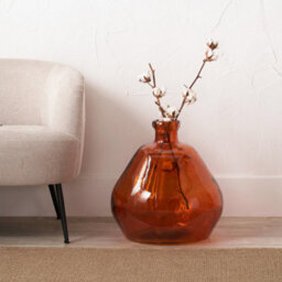 Pacific Lifestyle Organic-Shaped Vase In Orange Recycled Glass