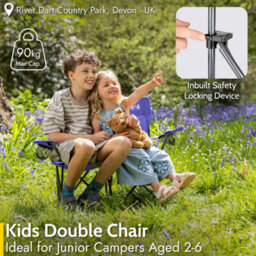 Trail Outdoor Leisure Condor Kids Folding Double Camping Chair 2 Seater 30Cm Seat Purple (2-6 Years) - thumbnail 3