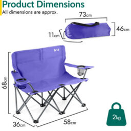 Trail Outdoor Leisure Condor Kids Folding Double Camping Chair 2 Seater 30Cm Seat Purple (2-6 Years) - thumbnail 7