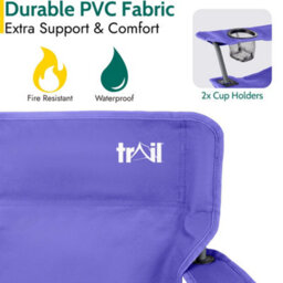 Trail Outdoor Leisure Condor Kids Folding Double Camping Chair 2 Seater 30Cm Seat Purple (2-6 Years) - thumbnail 5