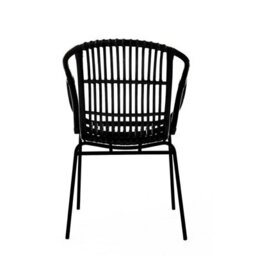 Orsina Black Natural Rattan Chair With Raised Sides, Rustless Rattan Chair, Easy Cleaning Rattan Armchair - thumbnail 4