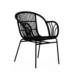 Orsina Black Natural Rattan Chair With Raised Sides, Rustless Rattan Chair, Easy Cleaning Rattan Armchair - thumbnail 2