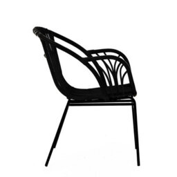 Orsina Black Natural Rattan Chair With Raised Sides, Rustless Rattan Chair, Easy Cleaning Rattan Armchair - thumbnail 3
