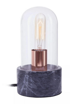 Orsina Nordic Style Bell Lamp With Black Marble Base, Marble Construction Of Bedside Table Light, Sleek Modern Lamp - image 1