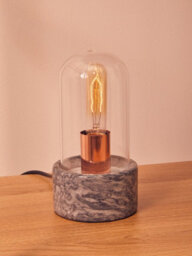 Orsina Nordic Style Bell Lamp With Black Marble Base, Marble Construction Of Bedside Table Light, Sleek Modern Lamp - thumbnail 6