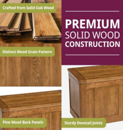 Hallowood Furniture London Oak Blanket Box - thumbnail 4