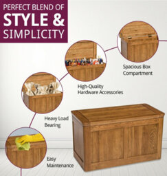 Hallowood Furniture London Oak Blanket Box - thumbnail 5