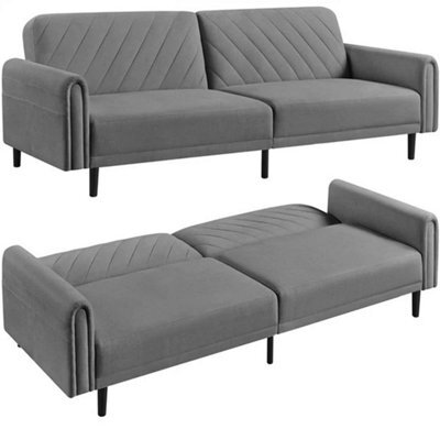 Convertible Sofa Bed, Fabric 3-Seater Sofa Bed For Limited Space Dark Grey - image 1