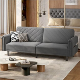 Convertible Sofa Bed, Fabric 3-Seater Sofa Bed For Limited Space Dark Grey - thumbnail 3