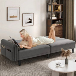 Convertible Sofa Bed, Fabric 3-Seater Sofa Bed For Limited Space Dark Grey - thumbnail 5