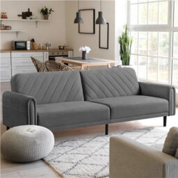 Convertible Sofa Bed, Fabric 3-Seater Sofa Bed For Limited Space Dark Grey - thumbnail 6