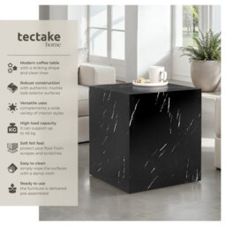 Tectake Coffee Table Lasley In A Minimalist Cube Design With 45 Kg Load Capacity  -  Black Marble Look - thumbnail 2