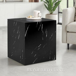 Tectake Coffee Table Lasley In A Minimalist Cube Design With 45 Kg Load Capacity  -  Black Marble Look - thumbnail 7