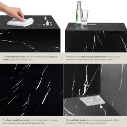 Tectake Coffee Table Lasley In A Minimalist Cube Design With 45 Kg Load Capacity  -  Black Marble Look - thumbnail 4