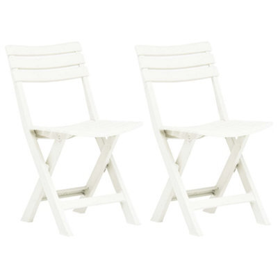 Folding Garden Chairs 2 Pcs Plastic White - image 1