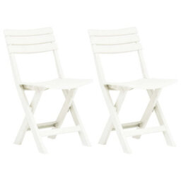 Folding Garden Chairs 2 Pcs Plastic White